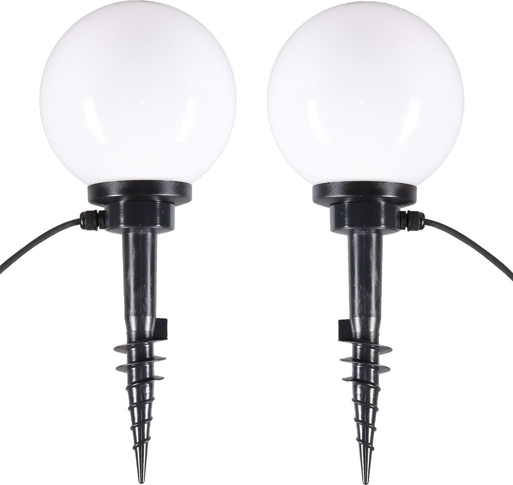 Kugelleuchten Kugellampen 2er Set Ø 20cm mit Erdspieß Außenleuchte Garten Lampe