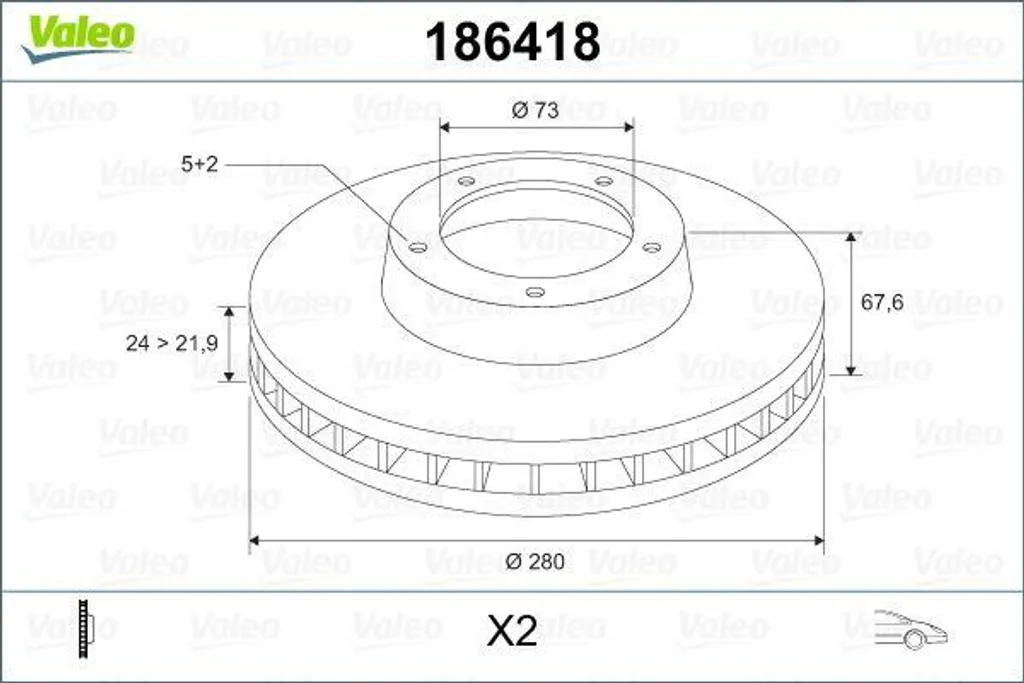 Valeo 186418 Disque de Frein Haute Résistance OE 4246L3 pour Ducato
