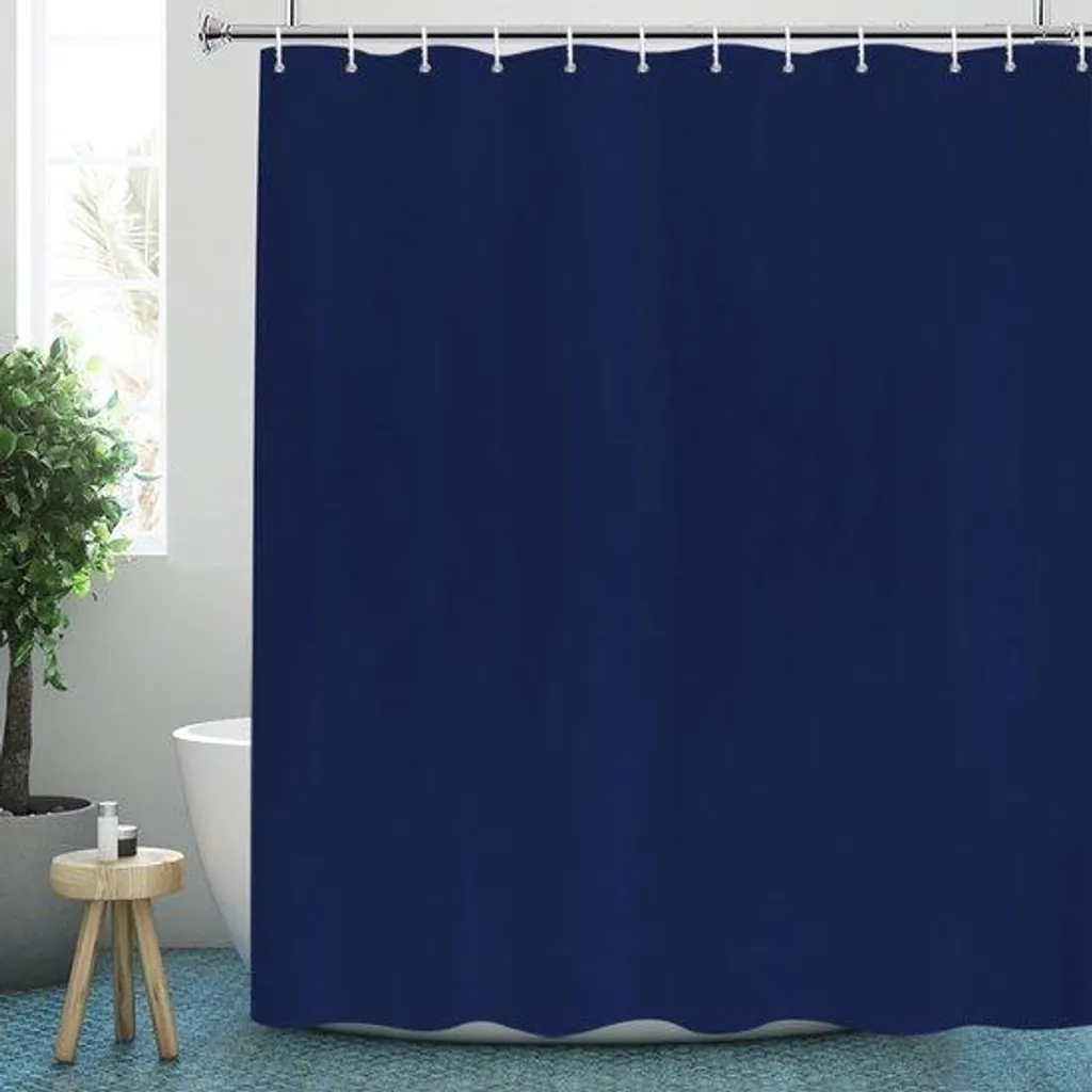 Rideau de douche anti-moisissure bleu marine lesté et lavable machine