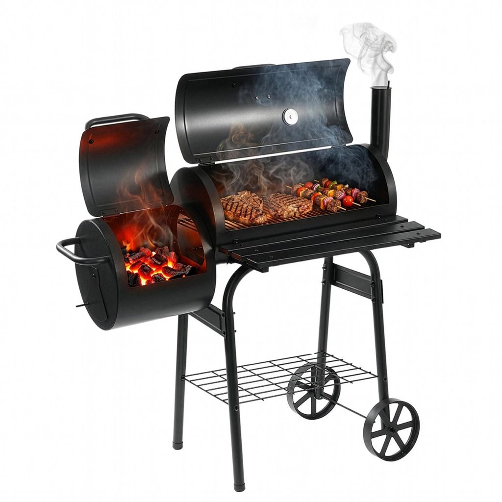 Grill wędzarniowy i węglowy LEHMANN 2 w 1 – 2 komory, Zdjęcie produktu 