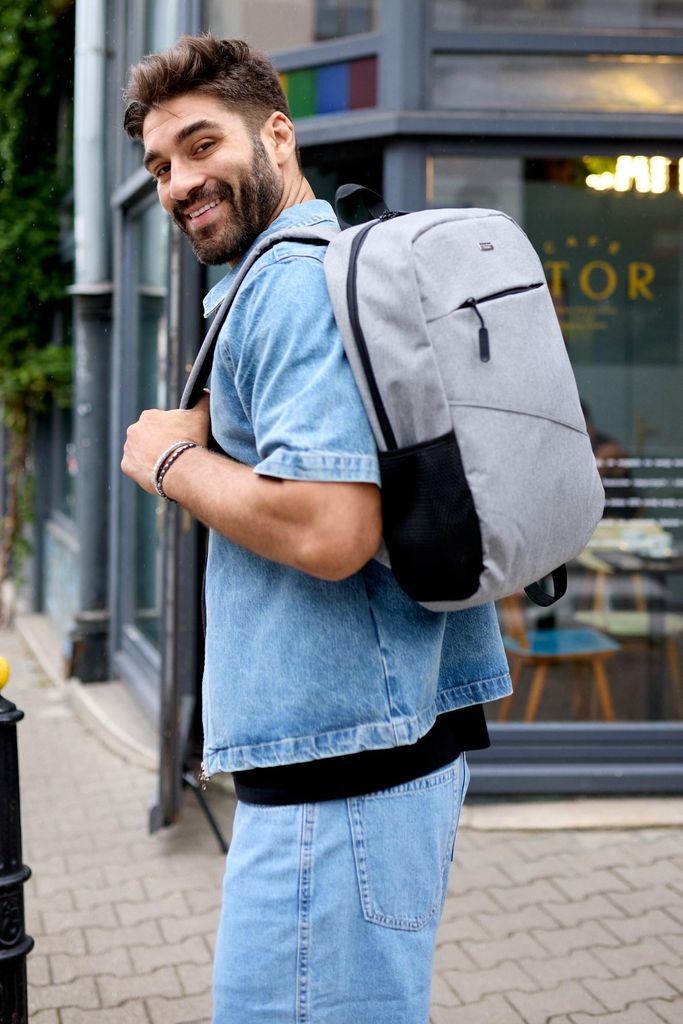 Peterson | Großer Laptop-Rucksack, für Männer, mit USB-Anschluss, Grau, 29x45.5 cm