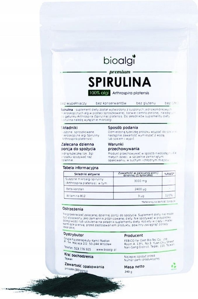 Nahrungsergänzungsmittel Spirulina Platensis Pulver 240G Von Bioalga - e Qualität Mit Einer Hohen Konzentration An Nährstoffen