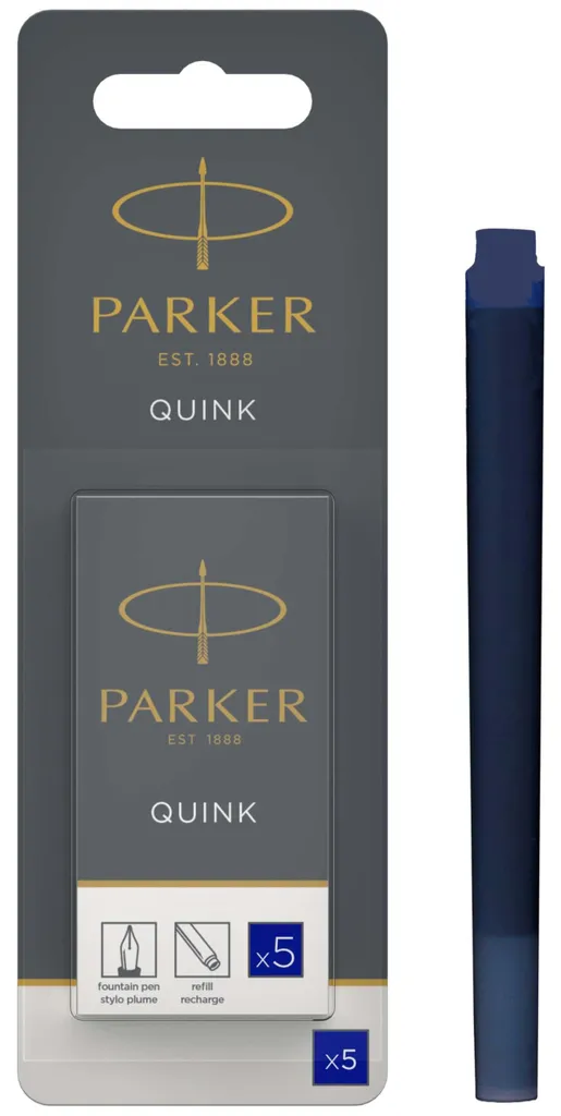 Cartouche Encre Stylo Plume PARKER QUINK Bleue Grande Capacité 5x
