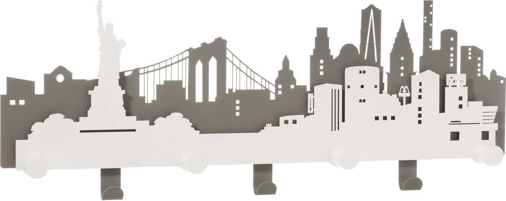 Wandgarderobe N.Y.C. Skyline - Eisen/Holz, 78x30 cm, modern - Italy