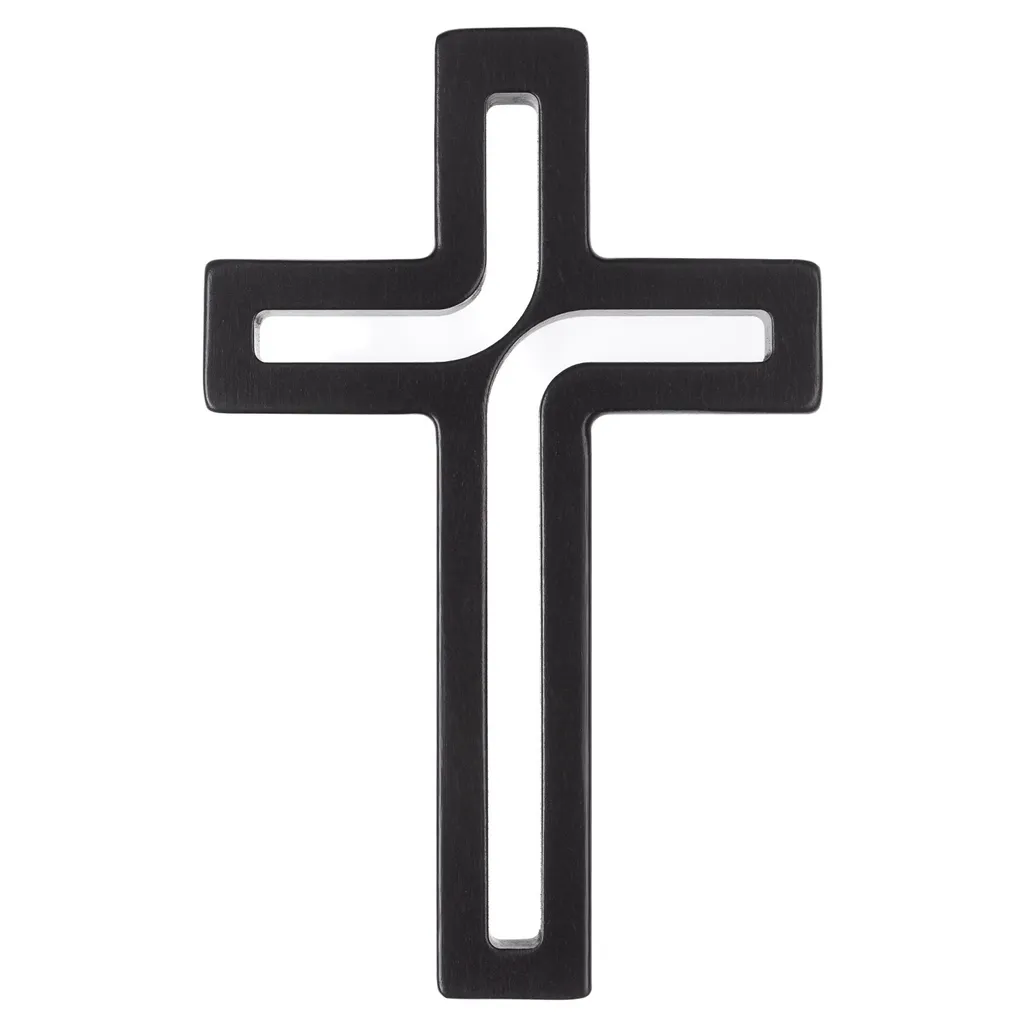 Croix en bois de hêtre surface lisse noire 30x18cm - Design minimaliste