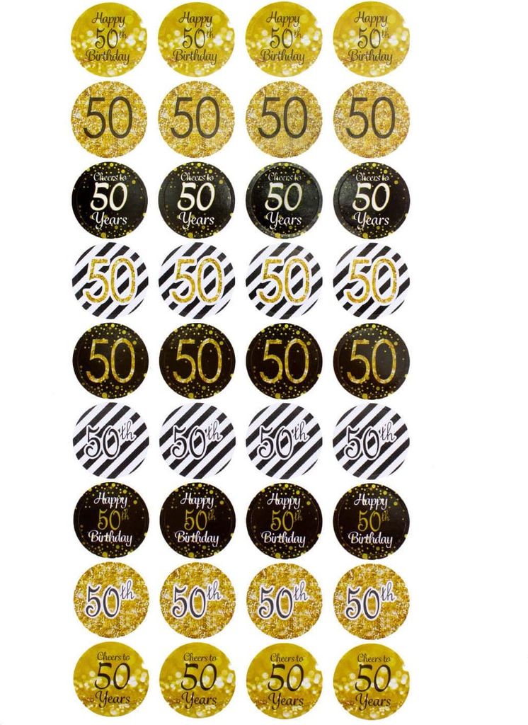 Oblique Unique 50. Geburtstag Jubiläum 108 Stk. Sticker goldene Hochzeit Aufkleber Deko
