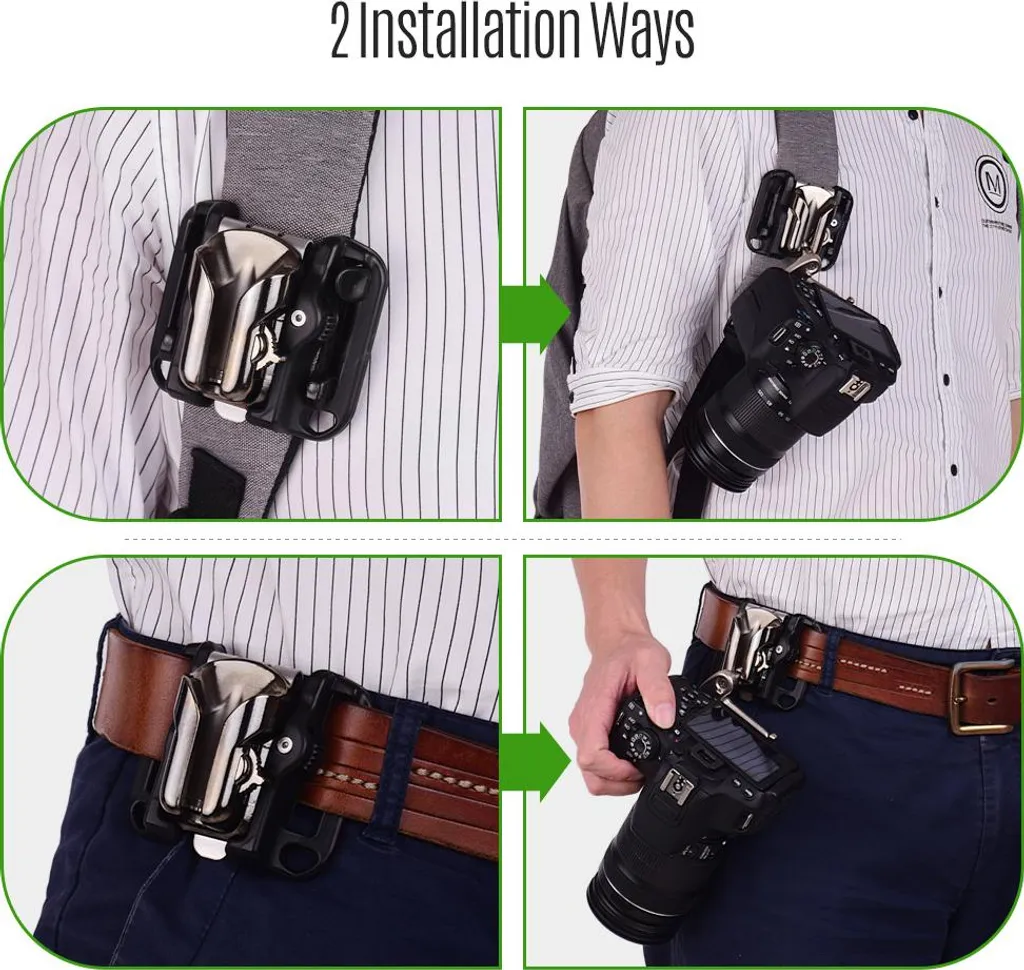 Support caméra ceinture avec plaque de fixation rapide et vis de 1/4" - 4