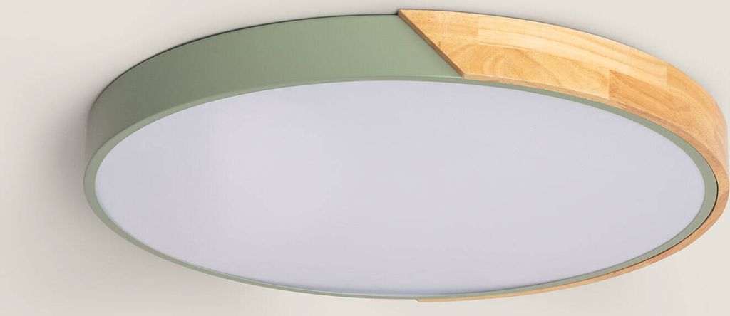 LED-Deckenleuchte 36W Rund Holz Ø500 CCT Wählbar Semi-Dari Grün