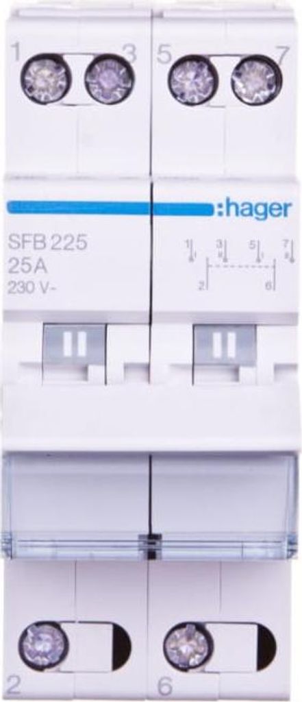 HAGER SFB225 Interrupteur inverseur 2 pôles 25A central Image du produit 