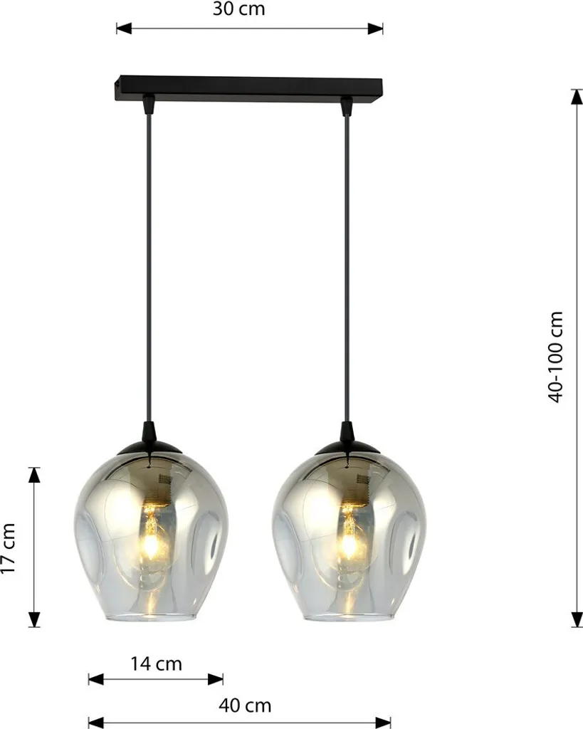 Suspension Double ISTAR 2 en Métal Graphite - Plafonnier 2 Bras E27 - 2