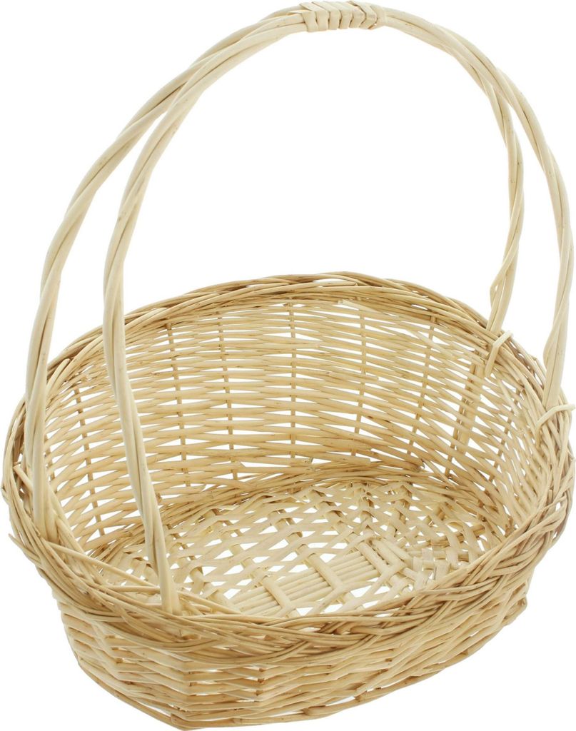 Großer Bügelkorb Weide geflochten weiß – Geschenkkorb Produktbild 