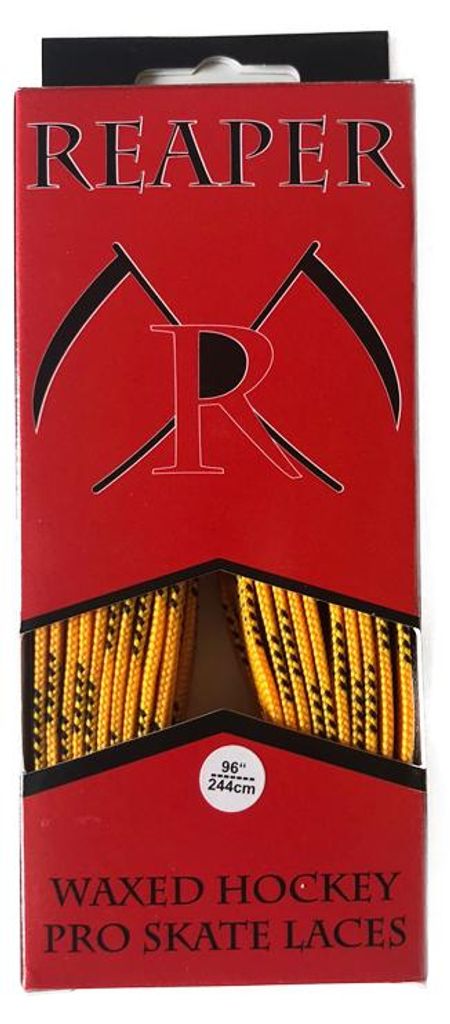 REAPER HOCKEY Senkel PRO gewachst für Schlittschuhe EISHOCKEY INLINEHOCKEY SKATERHOCKEY Größe: 96" (244cm) Farbe: Gelb