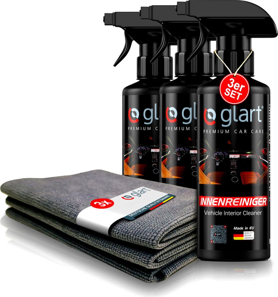 Glart 3x Auto Innenreiniger 500 ml + 3 Mikrofasertücher Produktbild 