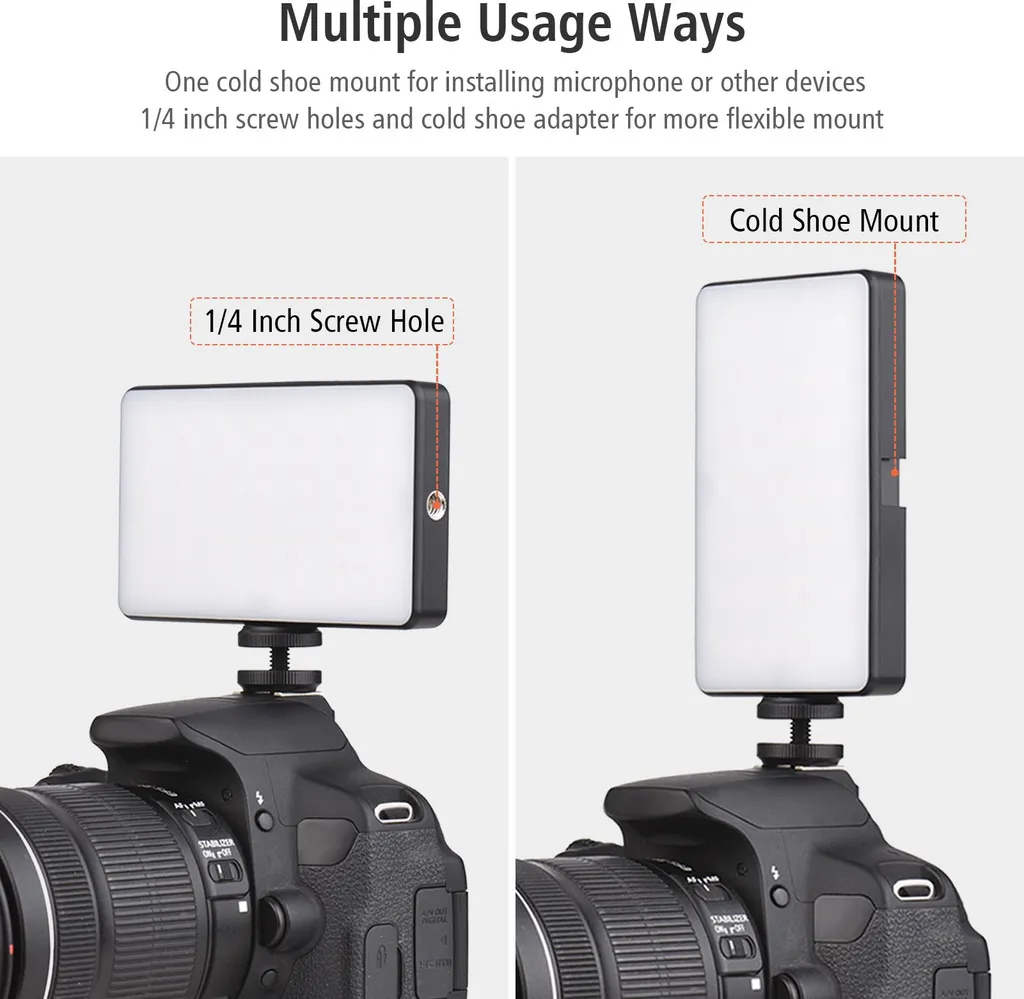 Lampe LED Clip-on Gradable 2500K-6500K pour Vidéo et Photo Andoer W140