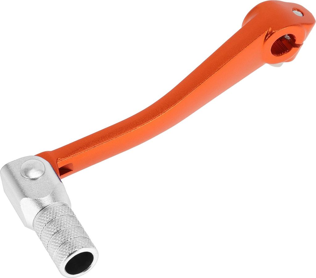 Faltbarer Motorrad-Schalthebel für Bosuer 125 Aluminiumlegierung Pedal-Schalthebelarm Oranger Hebel Silberfarbener Kopf