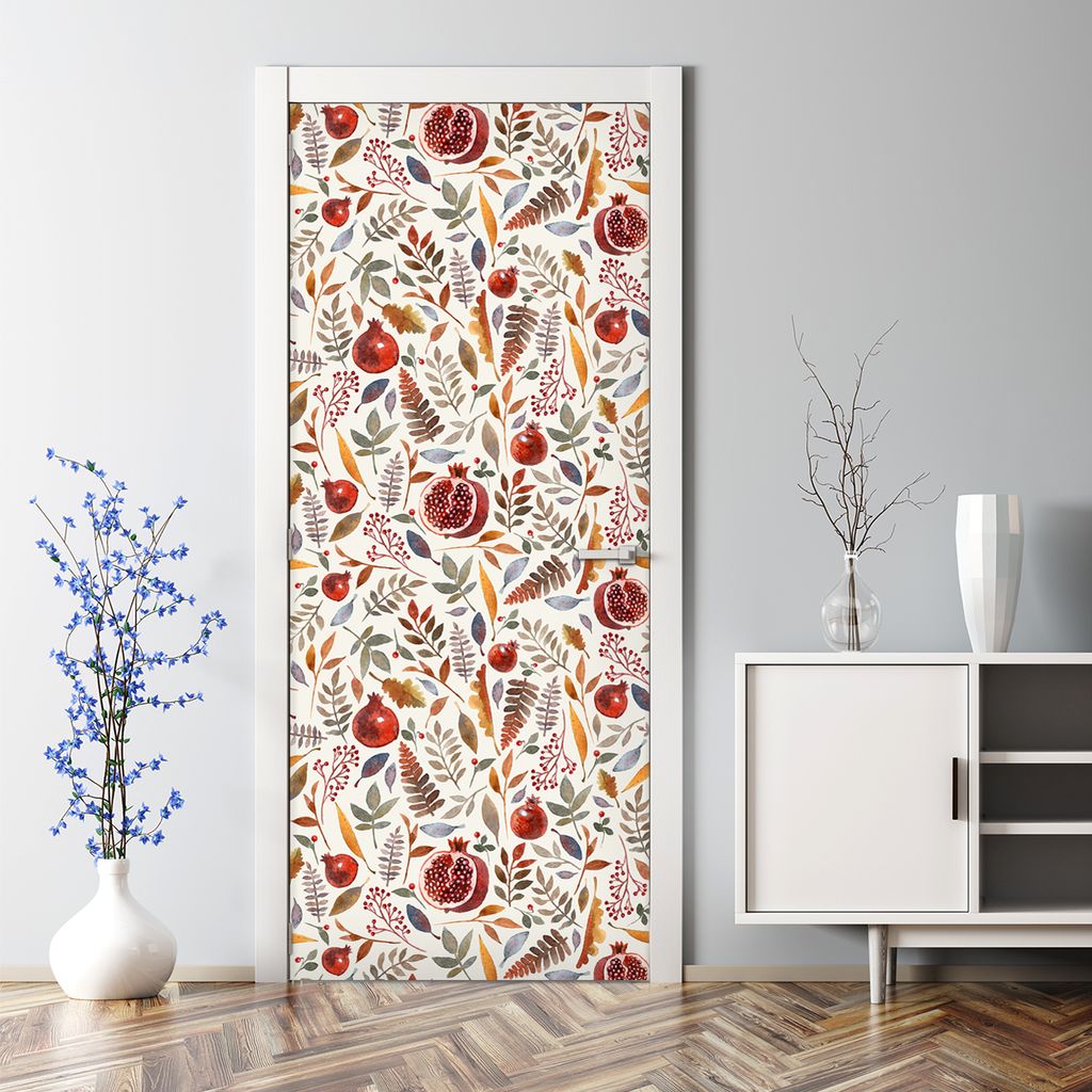 Dekorative Türposter Aufkleber selbstklebend Klebefolie Abnehmbarerdeko Bunte Herbstbeeren 77 x 200 cm