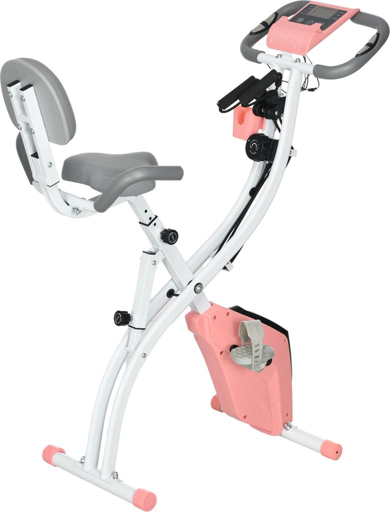 Heimtrainer X-Bike 2-in-1 Fahrradtrainer mit LCD-Display,Pulsmesser, klappbarer Hometrainer Trimmrad mit 8 stufig Magnetwiderstand, 1 Paar Spannsei...