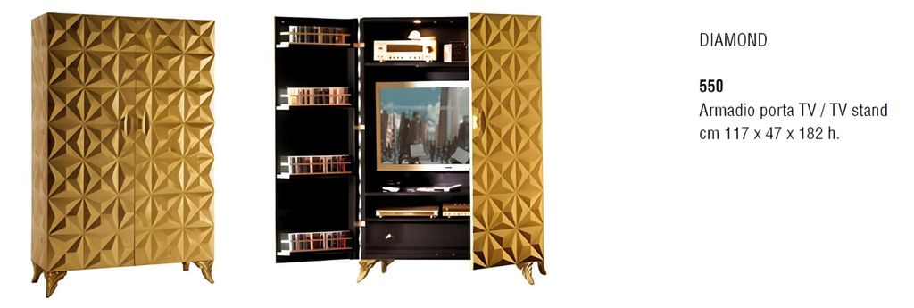 Wohnwand tv Schrankwand Holz Echtholz rtv Fernseh Schrank Anbauwand Italien Neu