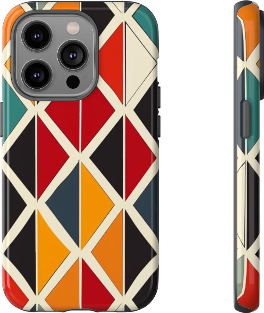 Buntes geometrisches Rautenmuster – Hülle Kompatibel mit iPhone 14 Pro