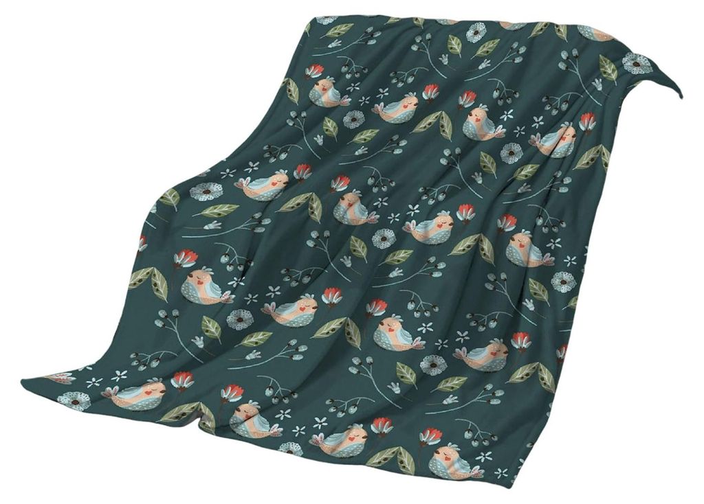 Blumen- und Vogeldecke, weiche Flanelldecke mit Kolibri-Motiv, waschbar, kuschelig, für Erwachsene, Kinder, Sofa, Bett.
