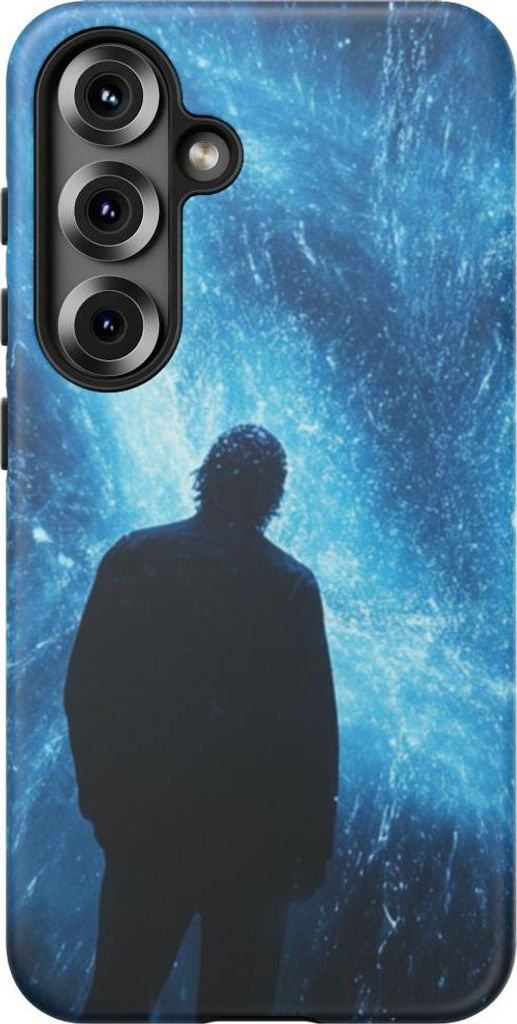 Silhouette im blauen Lichtstrahl – Hülle Kompatibel mit Galaxy S25