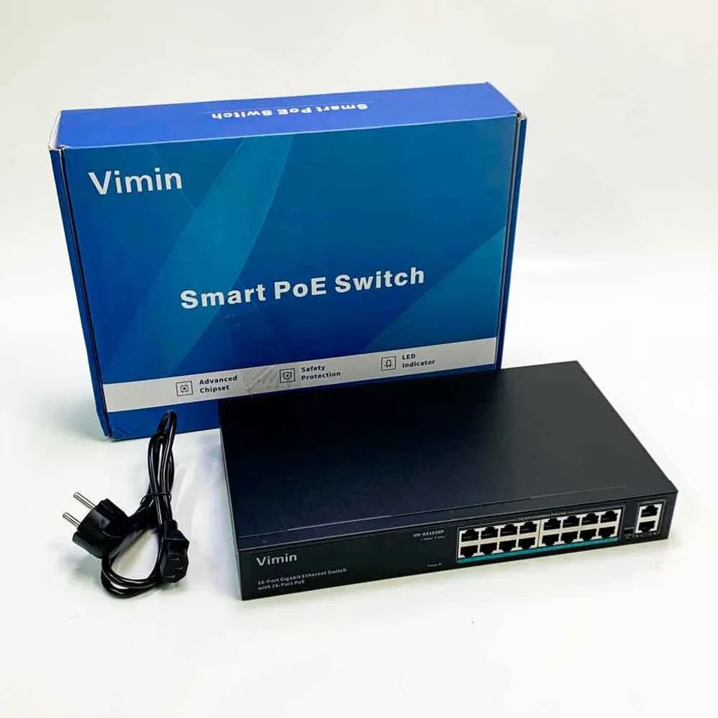 Switch PoE Gigabit 16 Ports VIMIN VM-GS1620P 250W pour Baie Informatique