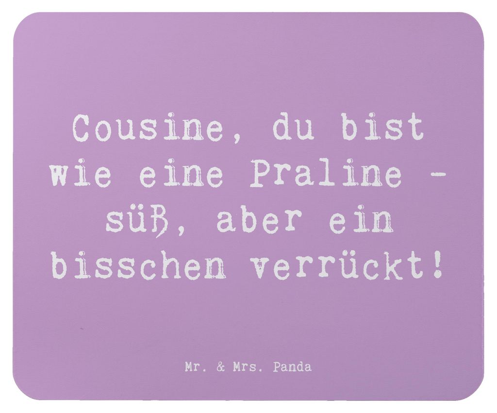 Mr. & Mrs. Panda pc mausunterlage Spruch Cousine Praline - Lavendeltraum - Geschenk, Familie, mousematte, Mauspad, beste Freundin, Jubiläen, Erinn...