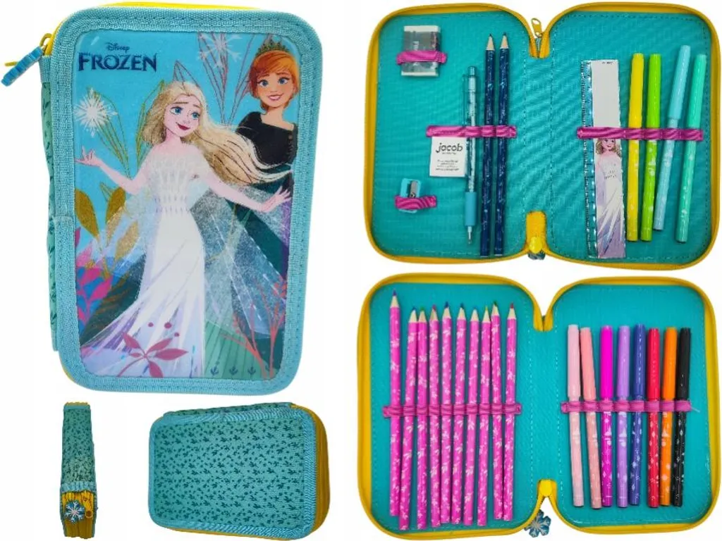 Set di due astucci Frozen con accessori blu