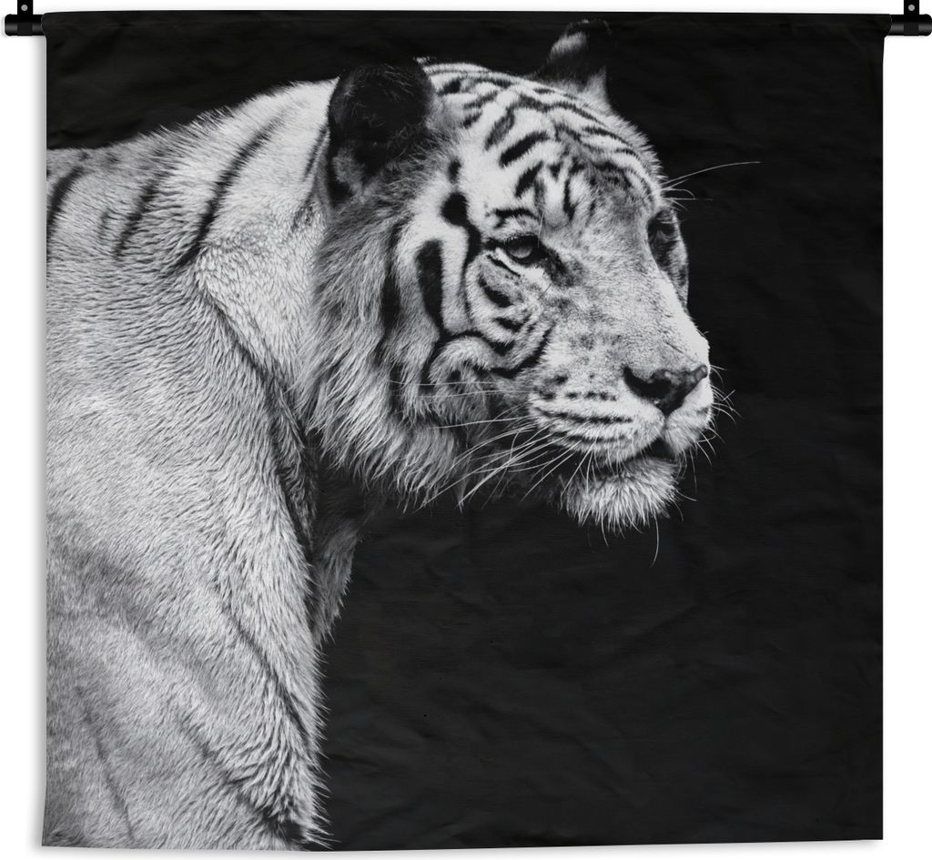 MuchoWow Wandteppich Wandbehang Tierprofil Tiger in schwarz und weiß 150x150 cm Tapisserie Dekoration Wandtuch - Wohnaccessoires - Modernes