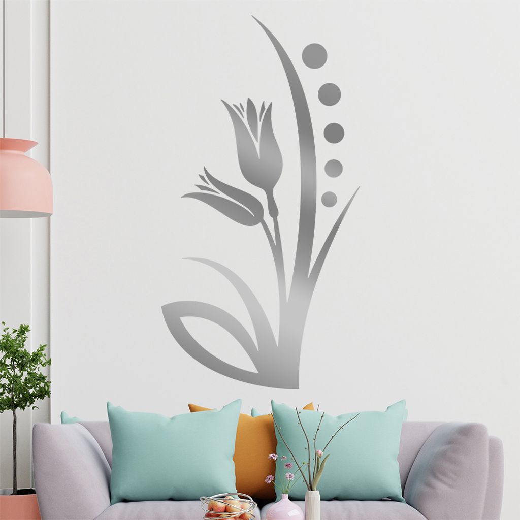 Blume - Linien Punkte Wandtattoo in 6 Größen - Wandaufkleber Wall Sticker - Dekoration, Küche, Wohnzimmer, Schlafzimmer, Badezimmer