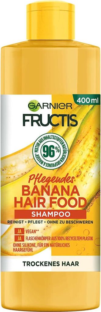 Garnier Shampoo, Pflegende Banana, vegane Formel, für trockenes Haar, Hair Food, Fructis