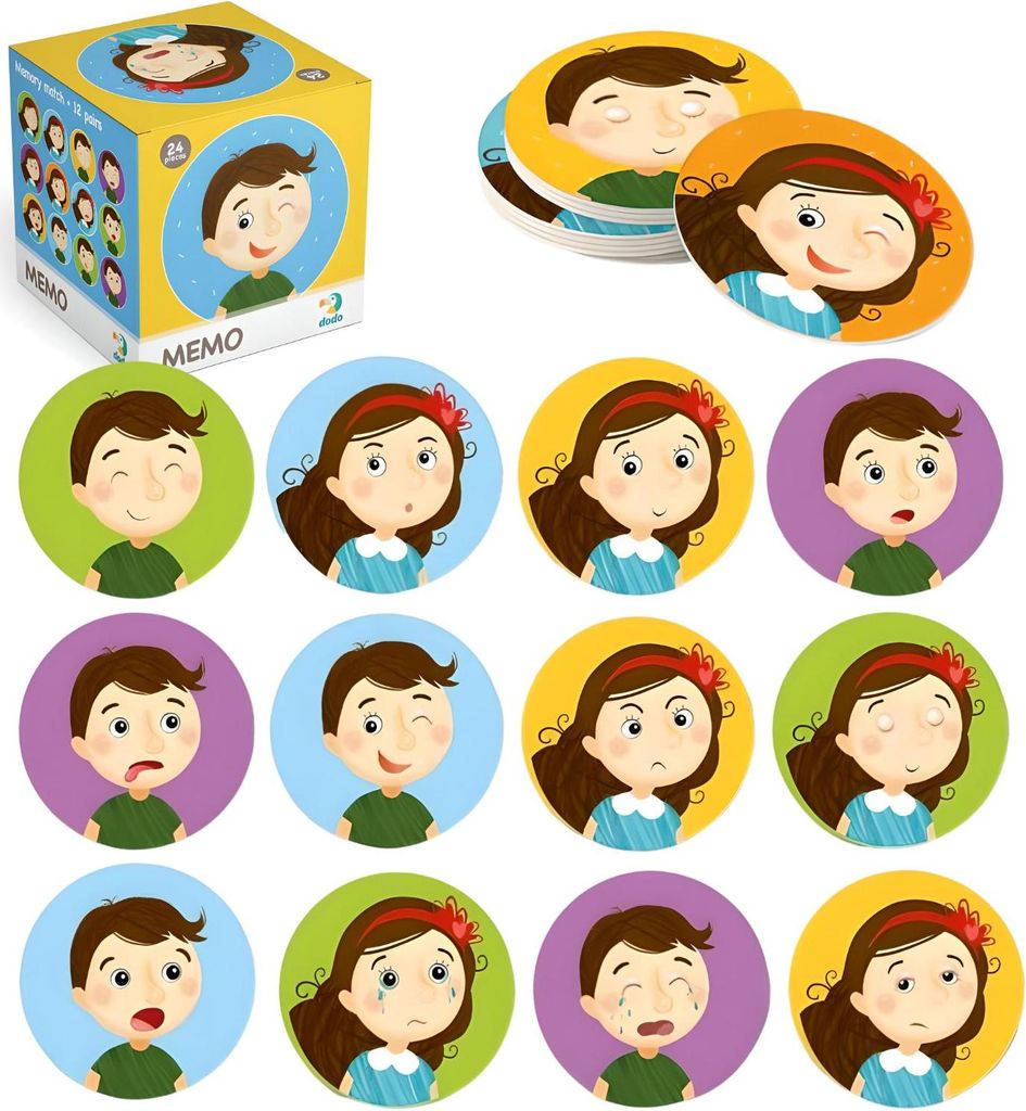 Mini-Memo-Spiel Emotionen Memory-Spiel Für Die Jüngsten Kinder 24 Karten Mit Süssen Gesichtern