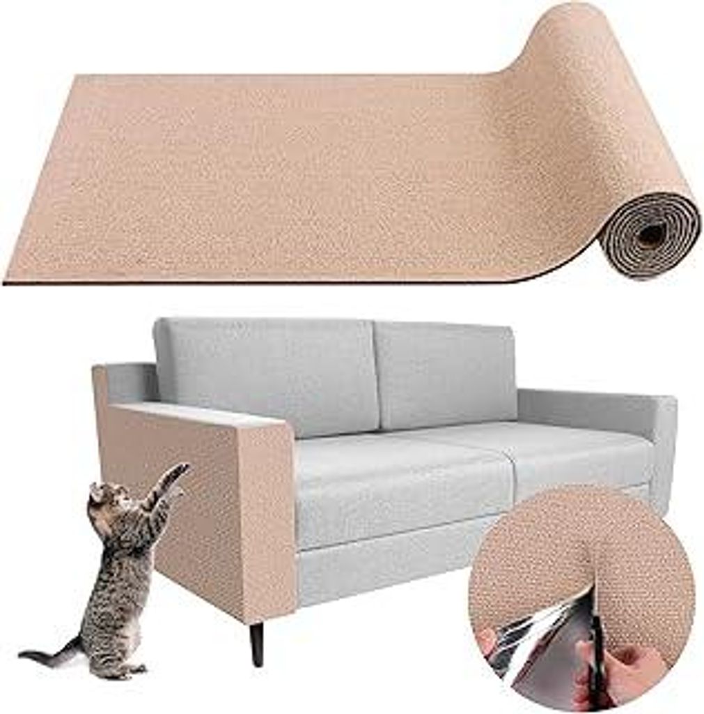 Kratzmatte Katze selbstklebend Kratzteppich Katze Wand Kratzbretter Sofa Kratzschutz Kratzmatte für Kratzwand Katzenkratzbretter DIY (Khaki, 40×2...