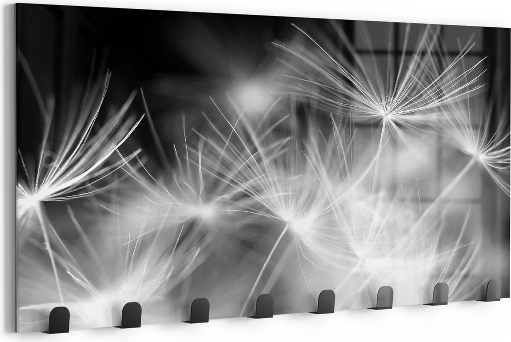 DEQORI Kleiderhaken Glas 60x30 cm 'Pusteblumenflug' Wand Garderobe beschreibbar Paneel