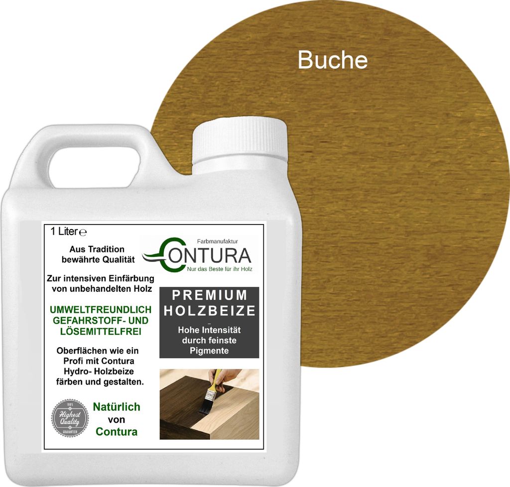 Contura 1 Liter Holzbeize Wasserbeize Möbel Farbe - Buche Produktbild 