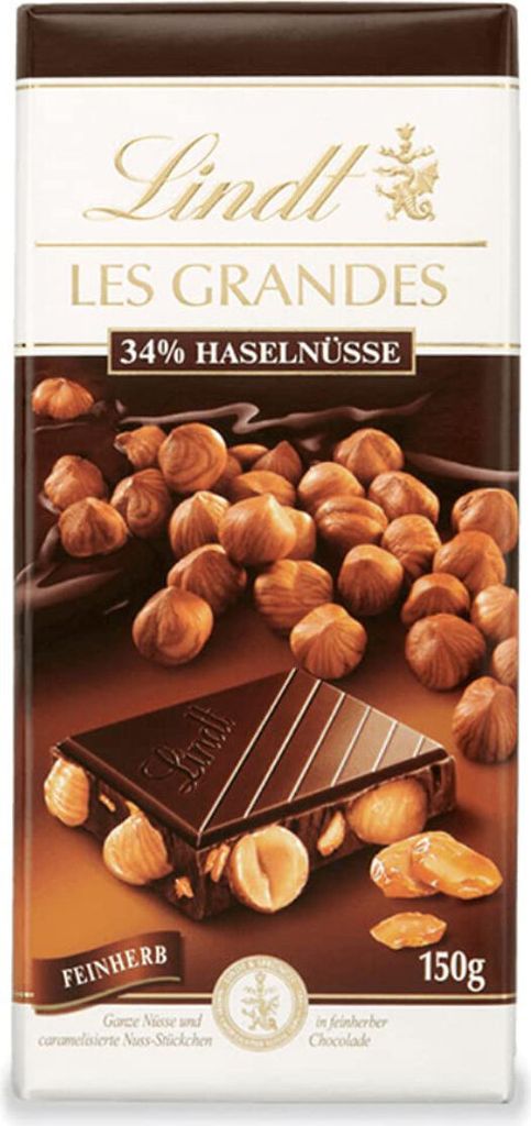 Lindt Les Grandes 34 Prozent Haselnüsse in feinherber Produktbild 