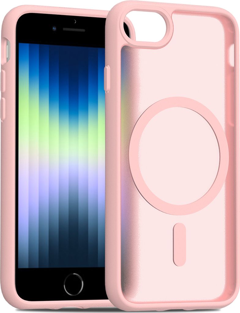 A pink iPhone case with a MagSafe ring is shown next to an iPhone.