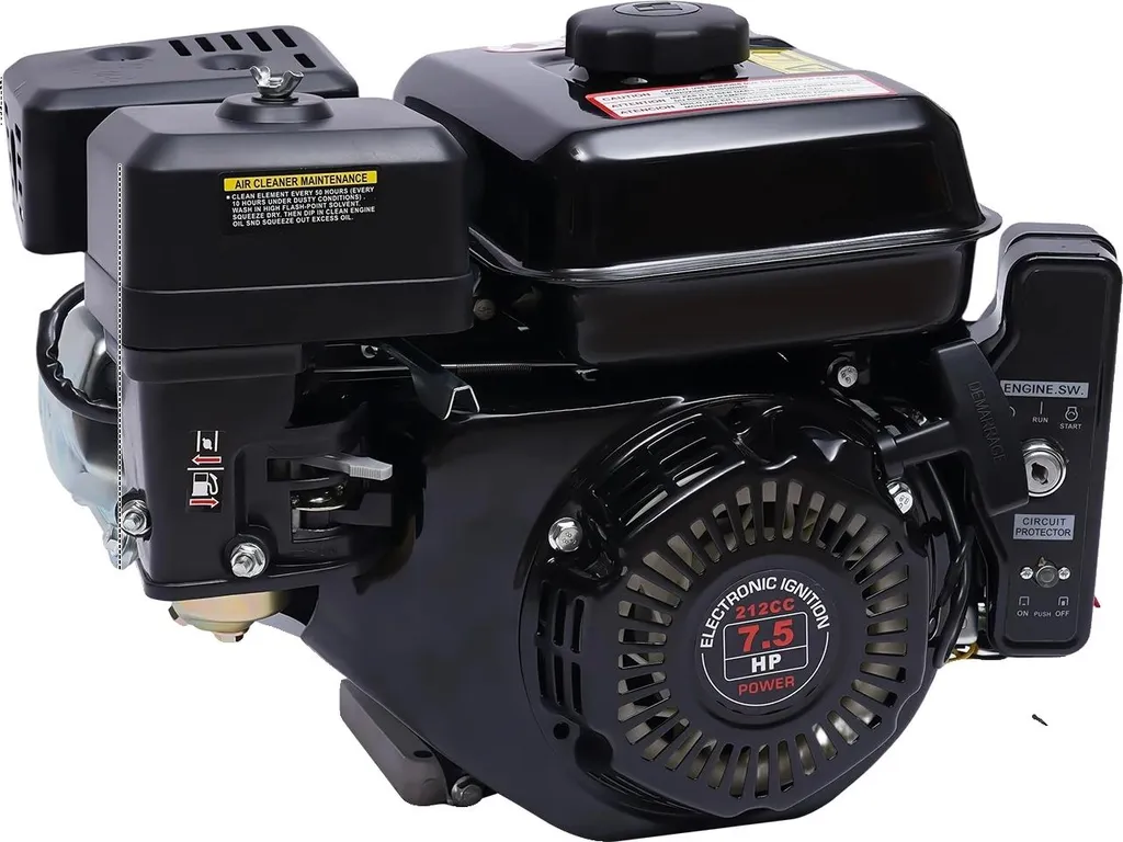 Moteur essence 7,5 CV noir robuste - Technologie 4 temps à faible bruit