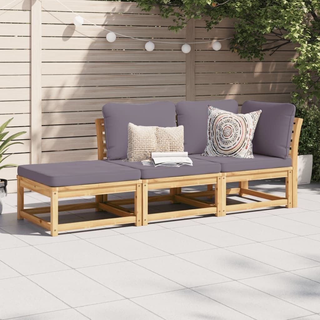 Möbel 3-tlg. Garten-Lounge-Set mit Kissen Massivholz Akazie - Gartensessel 3214327