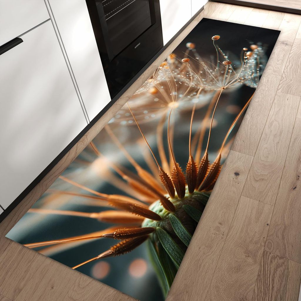Küchenteppich 60x90cm rutschfest & abwischbar PVC Läufer - Pusteblumenperlen