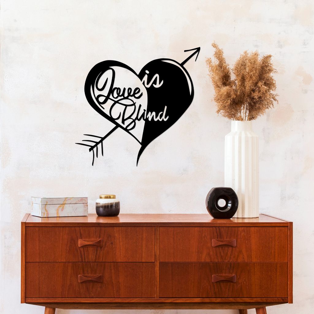 Wallity, Love- SKL2501, Schwarz, Sonstige Wohndekorationen, 61 x 59 cm, 100% Metall (Dicke: 1