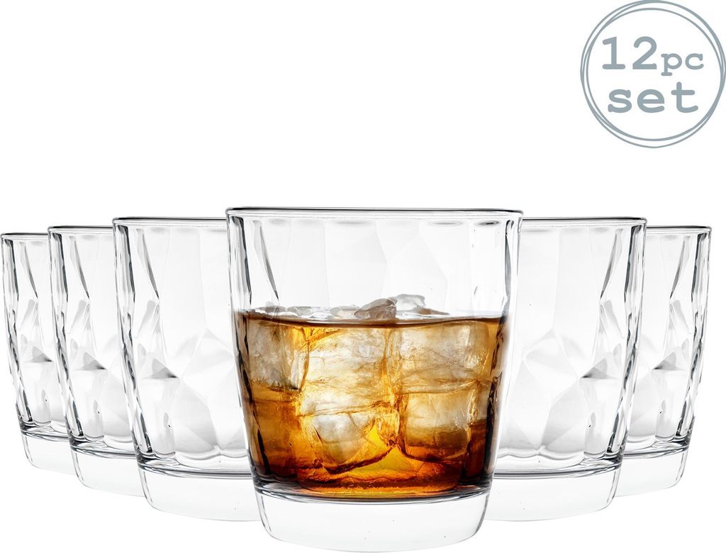 Diamond - Trinkgläser mit Relief - transparent - 300 ml - 12 Stück