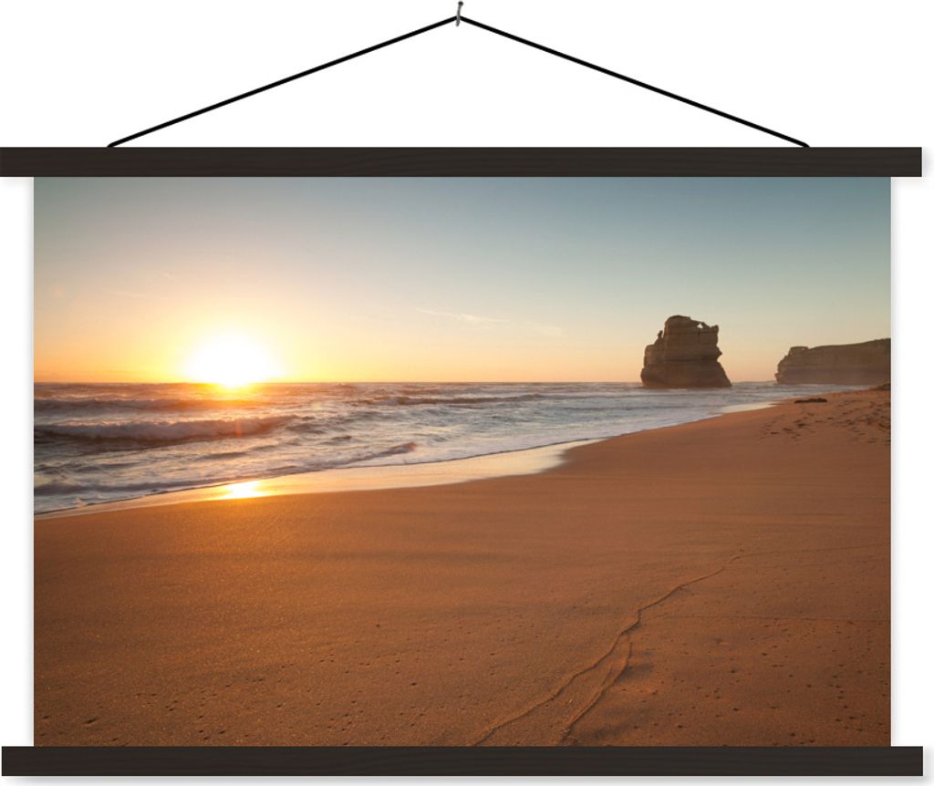 MuchoWow Textilposter Strand - Sonne - Himmel 60x40 cm mit schwarzem Rahmen - Hölzernes