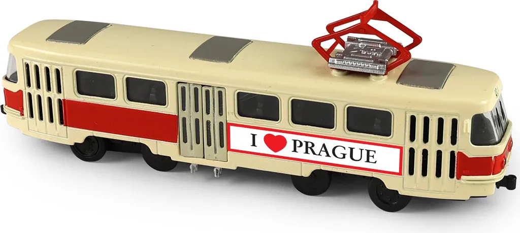 Tramway rétro tchèque en métal rouge 16 cm - Réplique vintage Prague