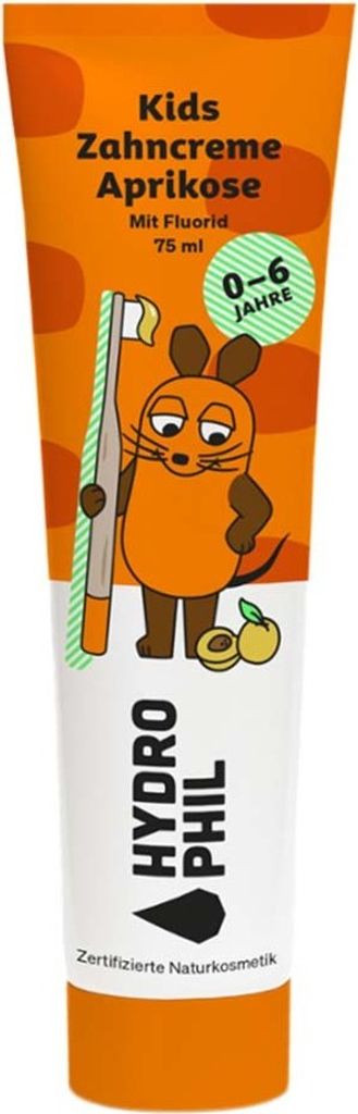 Hydrophil Kids Zahncreme Maus Aprikose 75ml (mit Fluorid)