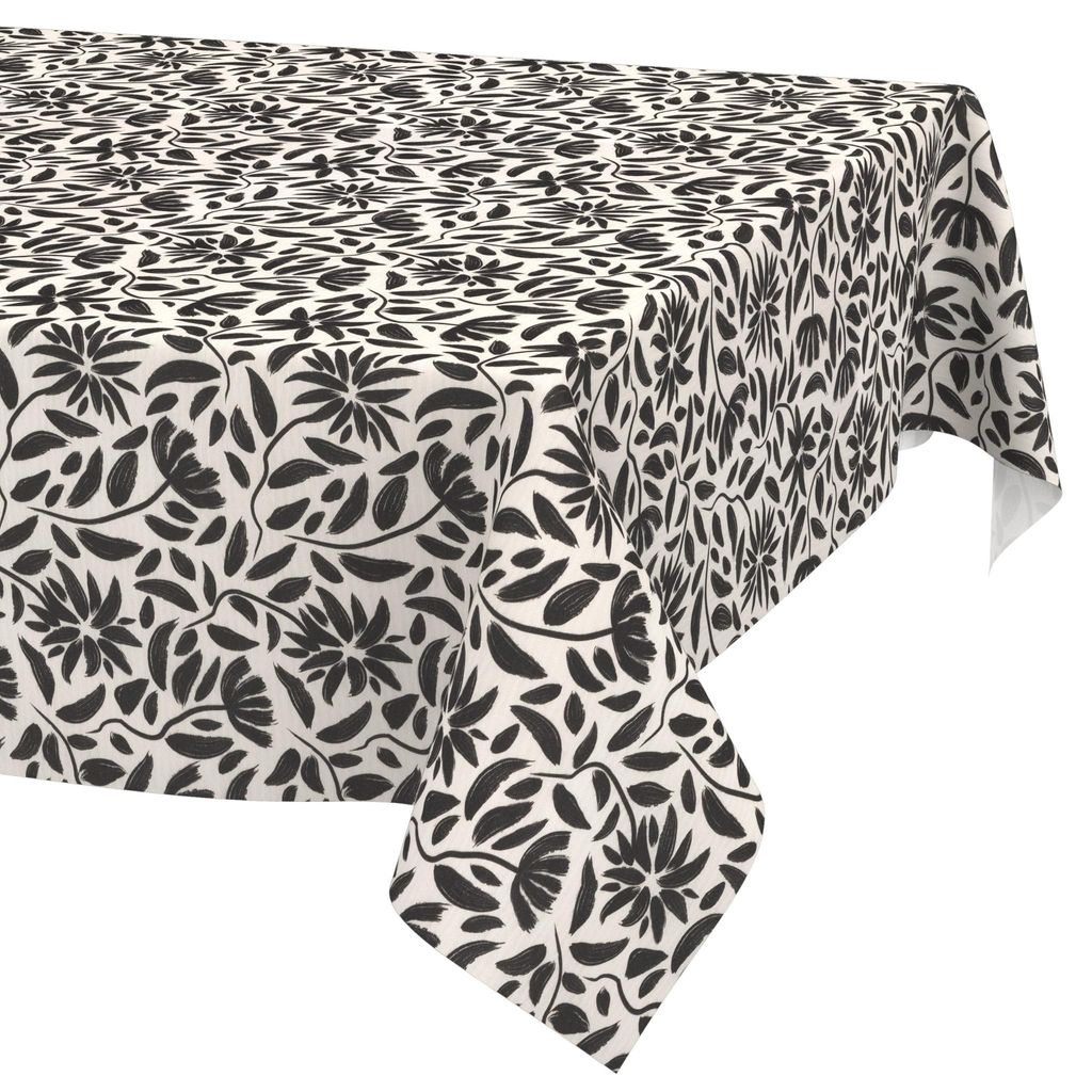 Stofftischdecke 140x350cm Schwarz Barcelona Stoff Premium Grafisch Blumen wasserabweisend pflegeleicht