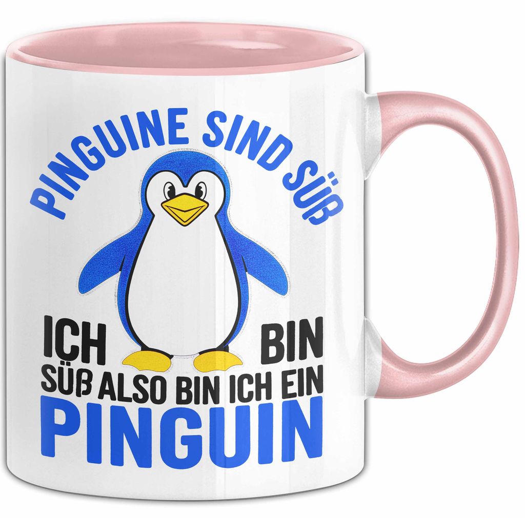 Sarkastischer Pinguin Tasse Geschenk Lustige Geschenkidee Spruch Pinguine Sind Süß. Ich Bin Süß, Also Bin Ich Ein Pinguin (Rosa)