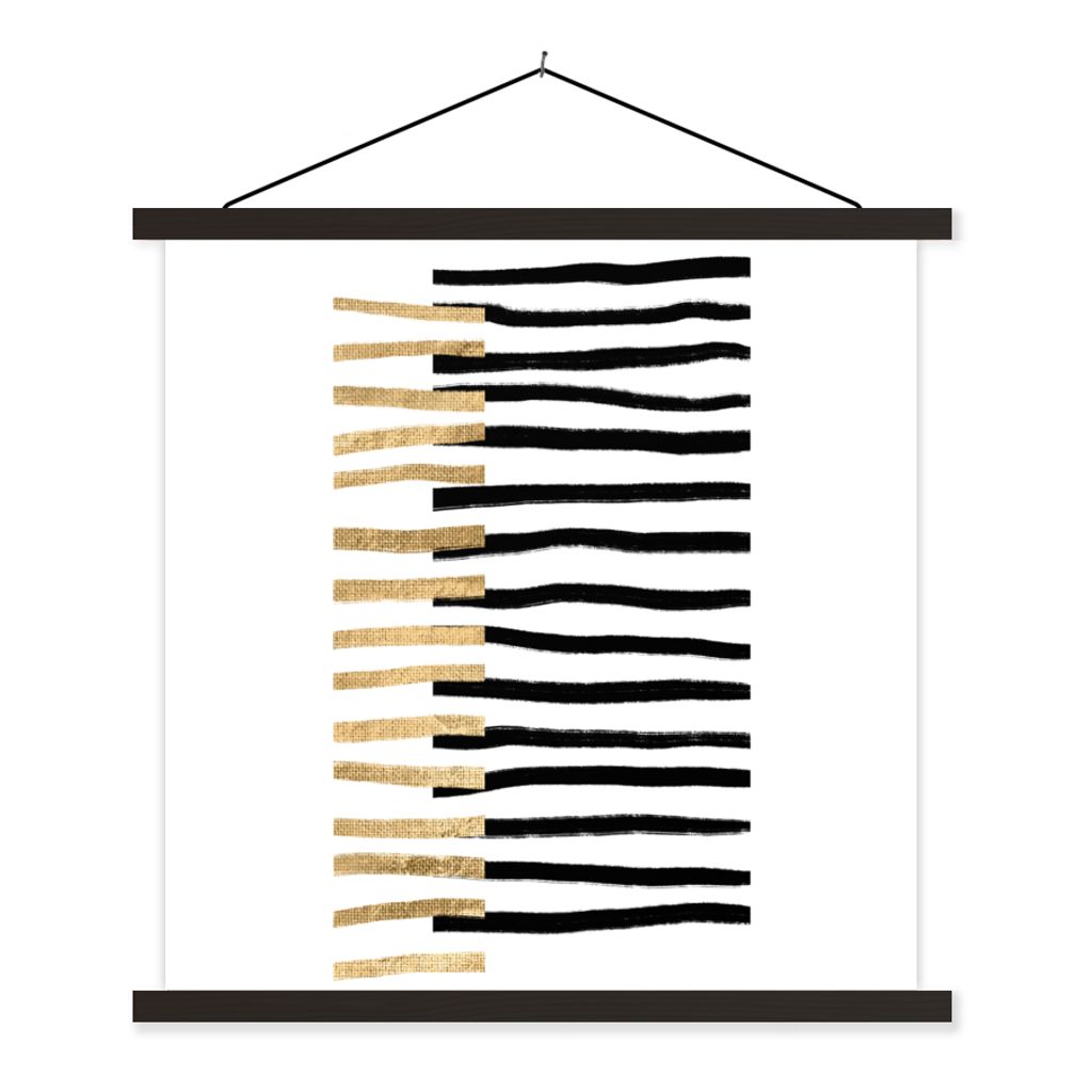 MuchoWow Textilposter Linie - Gold - Gestaltung 40x40 cm mit schwarzem Rahmen - Fotos