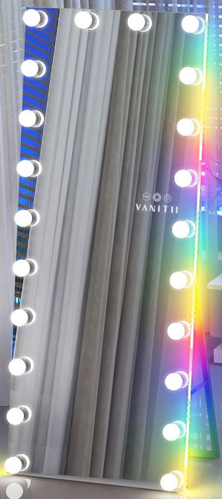 Vanitii Hollywood 22 Schminkspiegel mit RGB-Rand und 22 Lampen 160x65cm