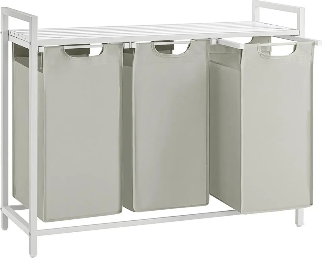 Panier à linge 3 bacs blanc : la solution idéale pour trier vos vêtements